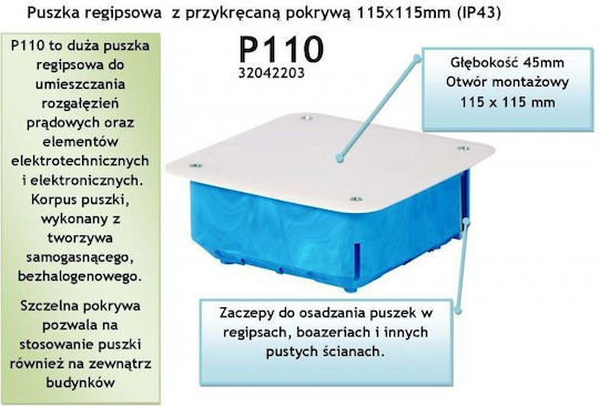 Simet Flush Electrical Box for Drywall in Blue Color