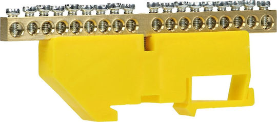 Pe Terminal Strip Th35 Rail 18 Wires Yellow