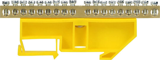 Pe Terminal Strip Th35 Rail 18 Wires Yellow
