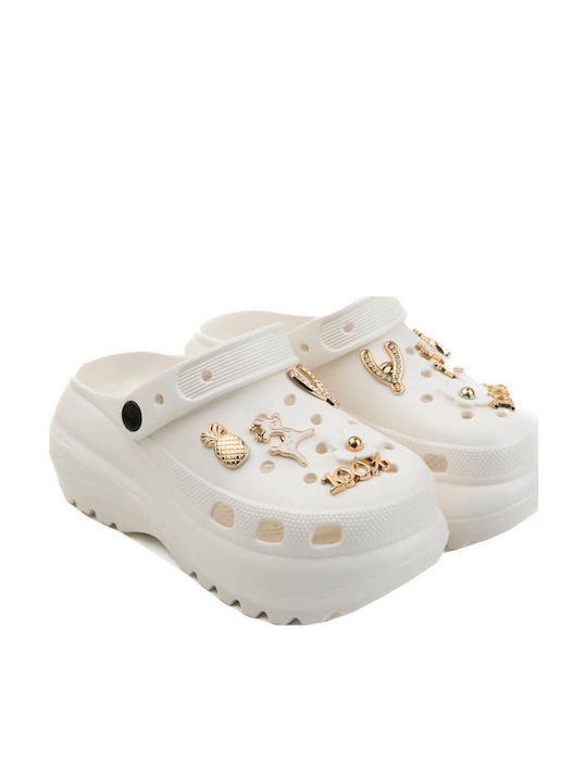 Weiße Clogs mit doppellagiger Profilsohle