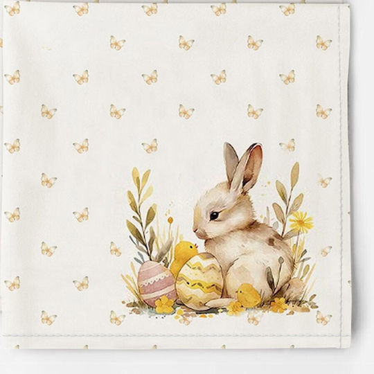 Tischserviette 45x45cm Pastell Set 4 Stück aus Baumwolle Club Cotton Ginny Hasen Schmetterlinge