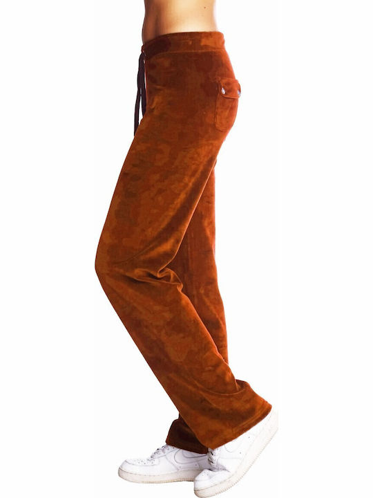 Sweatpants Flared Velvet Camel