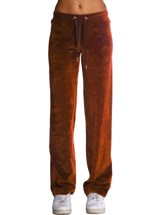 Sweatpants Flared Velvet Camel