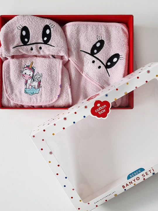 Cottonbox Baby Bademäntel & Kapuzenhandtücher Set mit Kapuze Unicorn