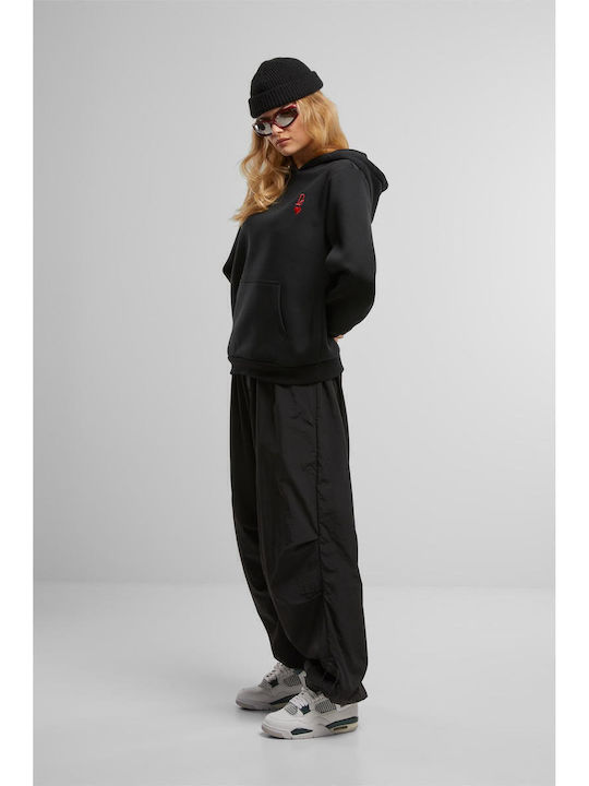 Damen Sweatshirt Kapuzen Black