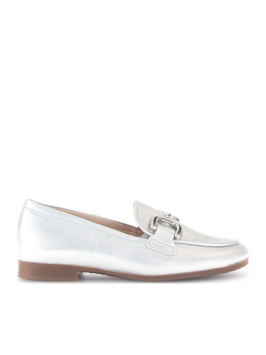 Δερμάτινα Γυναικεία Loafers σε Ασημί Χρώμα