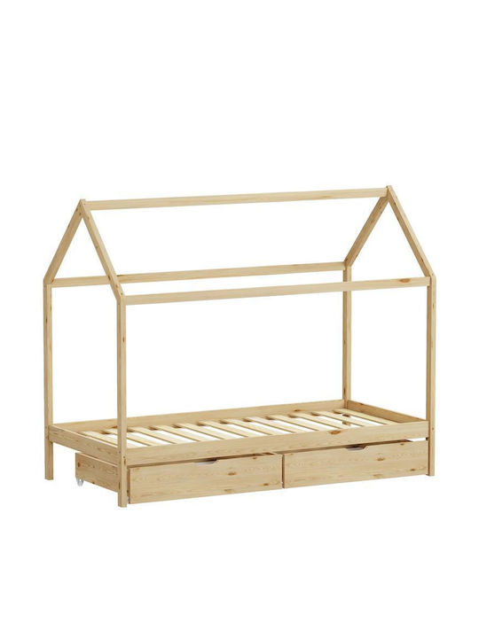 Kinderbett Einzeln mit Stauraum Beige für Matratze 90x190cm