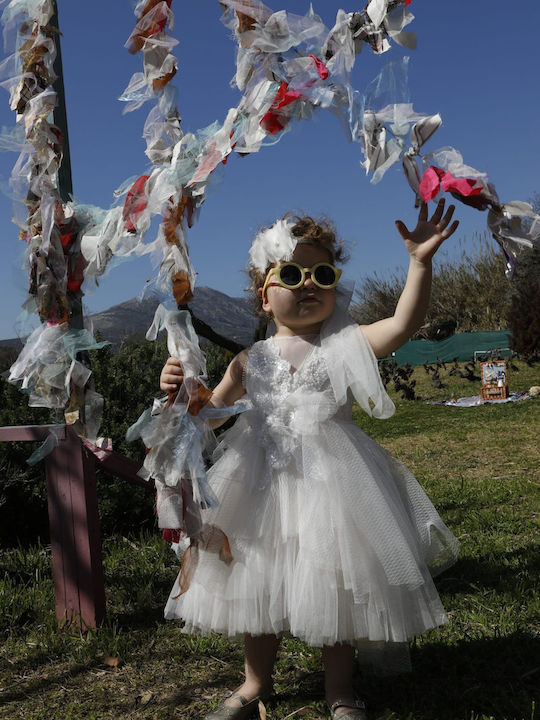 Bambolino Vanessa Ecru Baptism Dress Made of Tulle