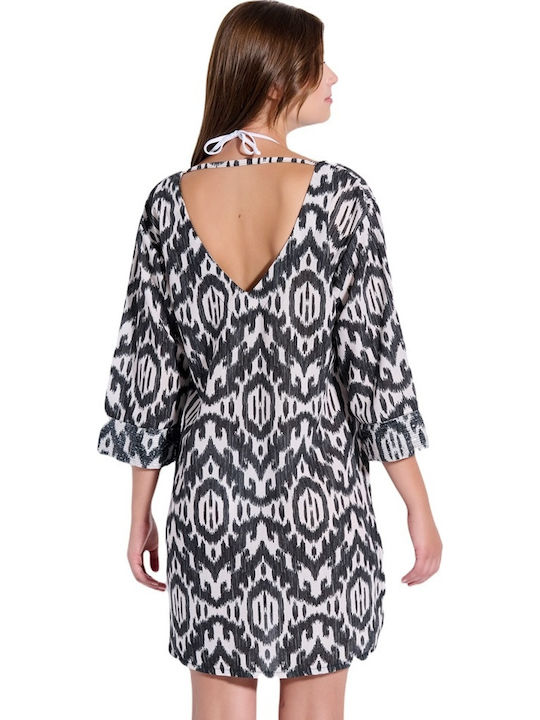 Jeannette Γυναικείο Beachdress Φόρεμα Viscose Relaxed Fit 8086black