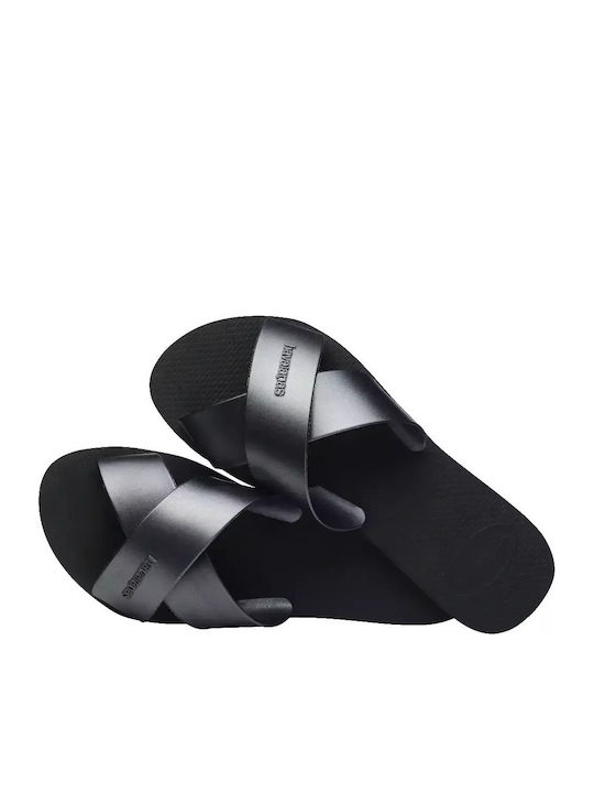 Aqua Metallic Slides In Black Colour