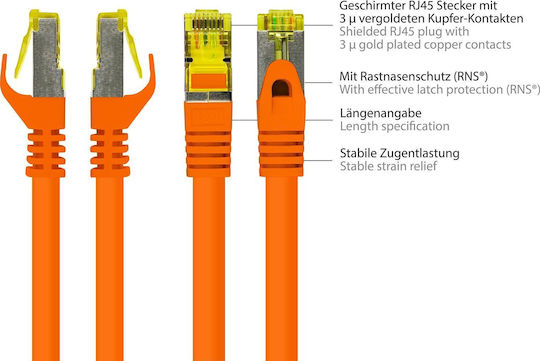 Good Connections S/FTP Cat.7 (10Gbps) Καλώδιο Δικτύου Ethernet 0.5m Πορτοκαλί