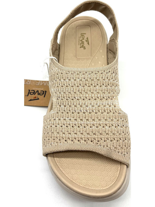 Flache Sandalen für Damen Anatomisch in Beige Farbe
