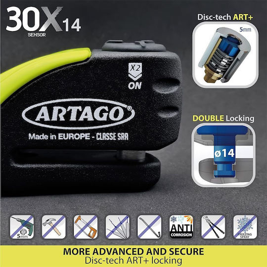 Artago Motorcycle Disc Brake Lock with Alarm