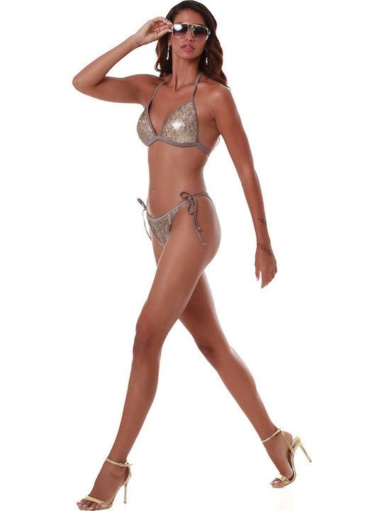 Bikini Τριγωνάκι B Cup με Ενίσχυση Καφέ