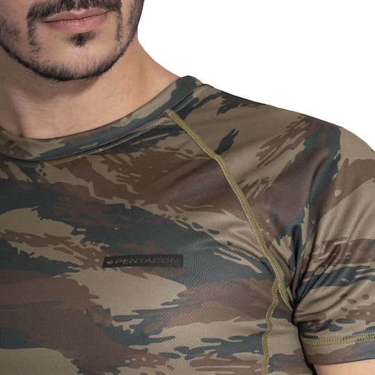 Pentagon Short Sleeve T-shirt Military Greek Army Body Shock In Khaki Colour