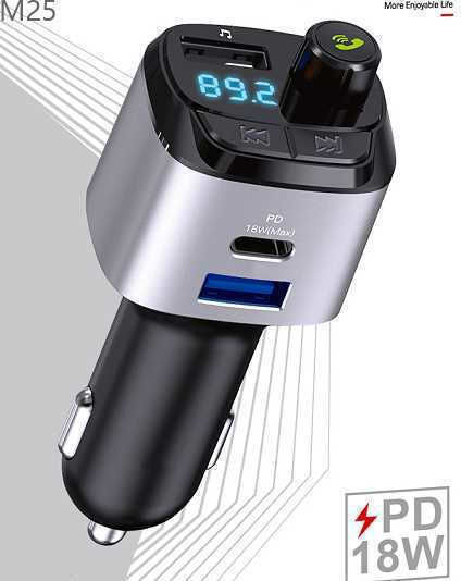 FM Transmitter Autovehicul cu USB / Bluetooth / Type-C