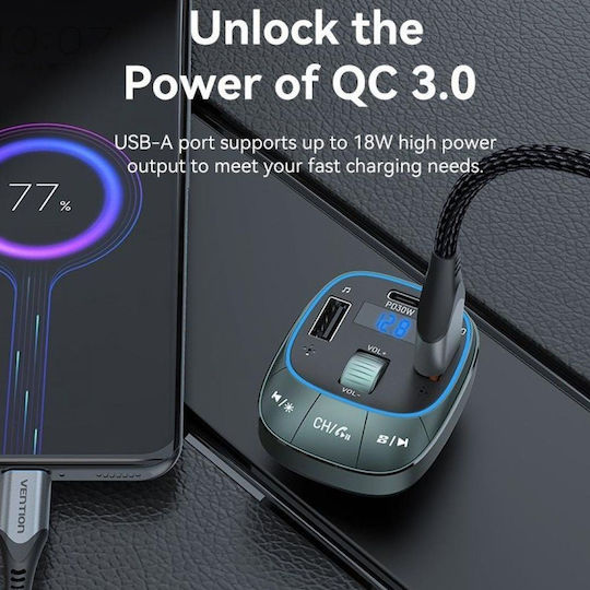Vention Car FM Transmitter Fflb0 With Type-C USB