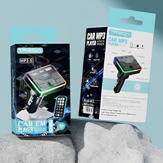 Treqa FM Transmitter Autovehicul cu Bluetooth / USB / Type-C