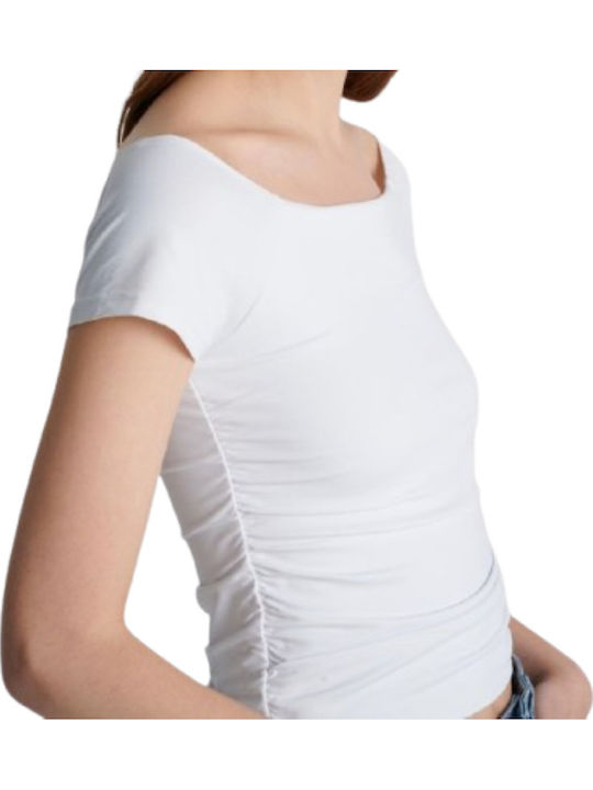 Γυναικείο Crop Top Κοντομάνικο White