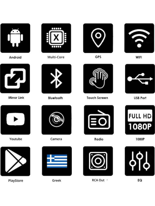 Ηχοσύστημα Αυτοκινήτου (Bluetooth/USB/WiFi/GPS/Apple-Carplay/Android-Auto) με Οθόνη Αφής 10"