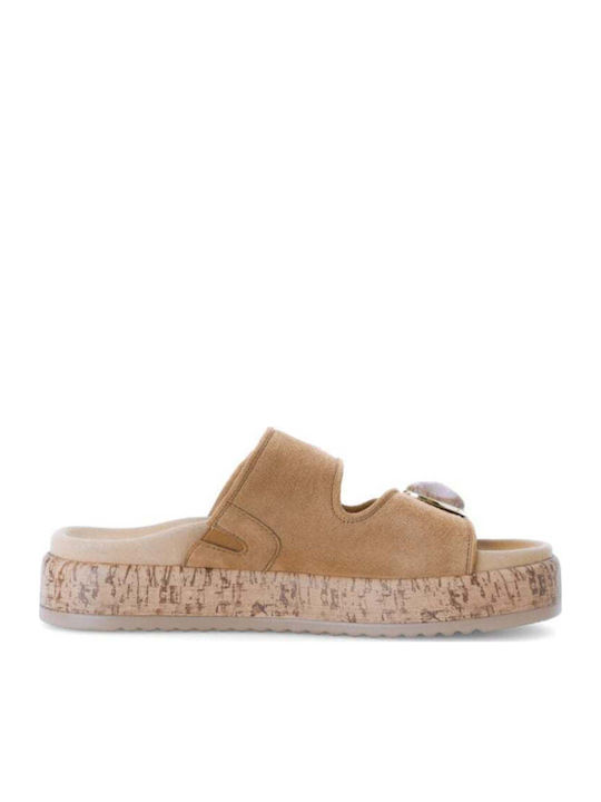 Leather Women's Flat Sandals Anatomic in Brown Color