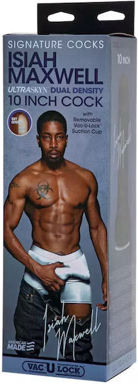 Doc Johnson Signature Cocks Isiah Maxwell Ultraskyn with Removable Vac-U-Lock Realistic Dildo with Balls and Suction Cup Chocolate 25cm