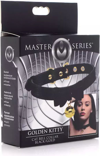 XR Master Series Golden Kitty Collar with Cat Bell Halsband in Schwarz Farbe
