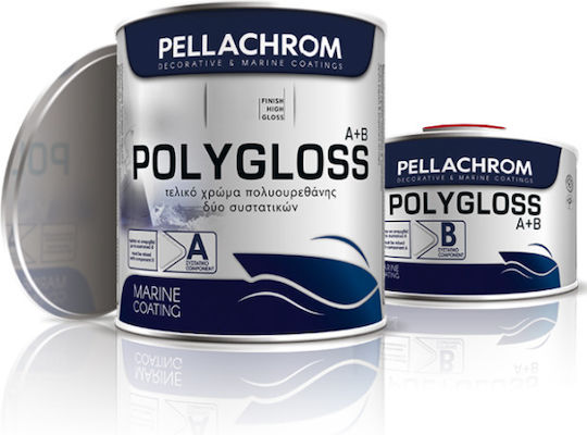 Pellachrom Polygloss A+B Farbе für Oberbau Boot 0,75l Grau