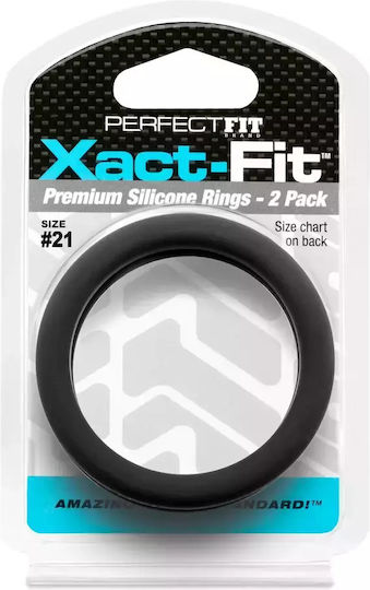 Perfect Fit Brand Xact-Fit Cock Ring Schwanz Silikon Schwarz 2Stück