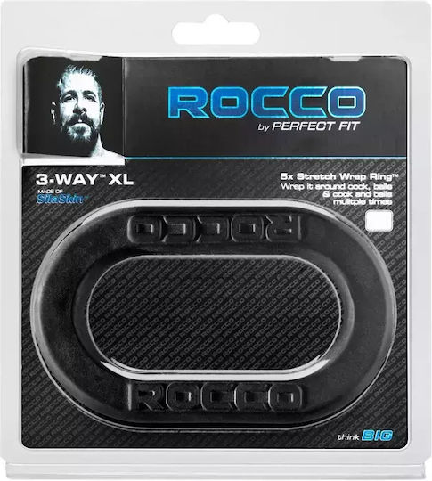 Perfect Fit Brand The Rocco 3 Way Wrap Cock Ring Ring Cock Black