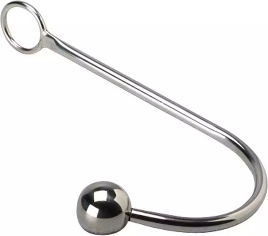 XR Master Series Hooked Stainless Steel The Anal Hook Cock Ring Cock Metalic cu Ineluri pentru penis Gri