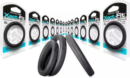 Perfect Fit Brand Xact-Fit Cock Ring Schwanz Silikon Schwarz 2Stück