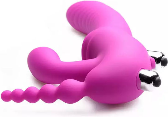 Strap U Regal Rider Strap On Vibrator Strapless Strap On με Τριπλό Dildo 22cm και Δόνηση σε Μωβ Χρώμα