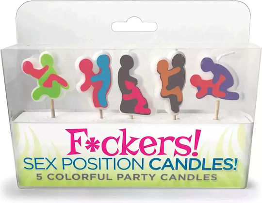 Set aus 5 mehrfarbigen Kerzen mit Sex F*ckers Sexstellungen