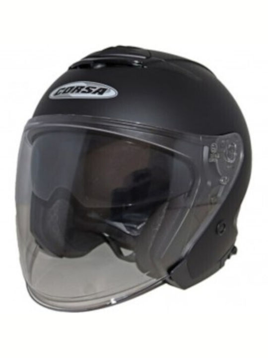 Corsa CX 209 Black Matt Motorcycle Helmet Jet ECE 22.06 with Sunvisor