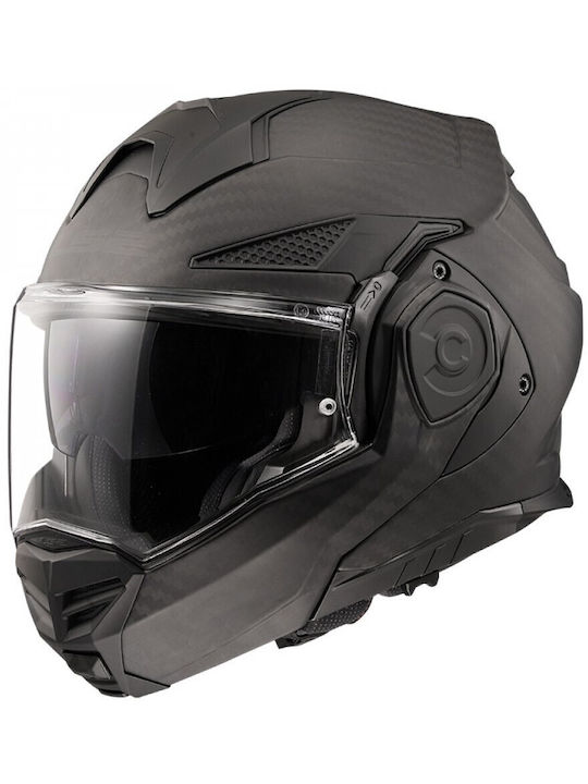 LS2 FF901 Advant X Carbon Solid Matt Каска Мотор Флип Ъп ECE 22.06 1550гр с Pinlock и Sunvisor