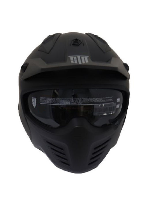 STR Eagle Black Matt Motorradhelm Modular ECE 22.06 mit Sonnenblende