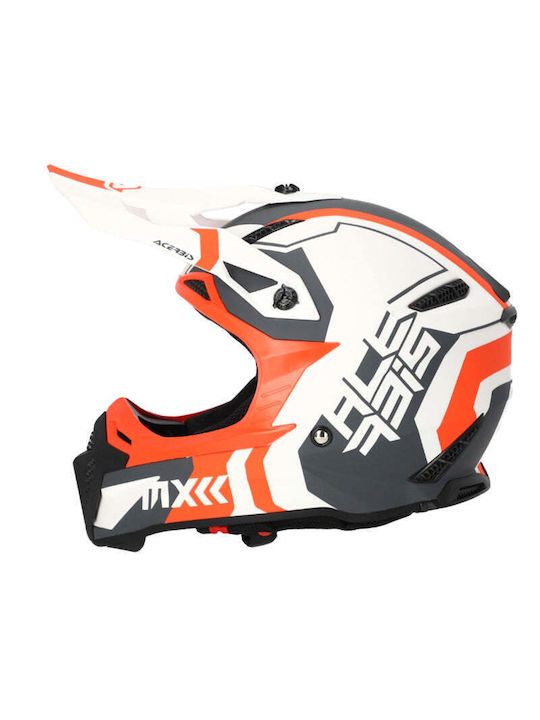 Acerbis Profile 5 White/Orange Κράνος Μηχανής Motocross ECE 22.06 1250gr