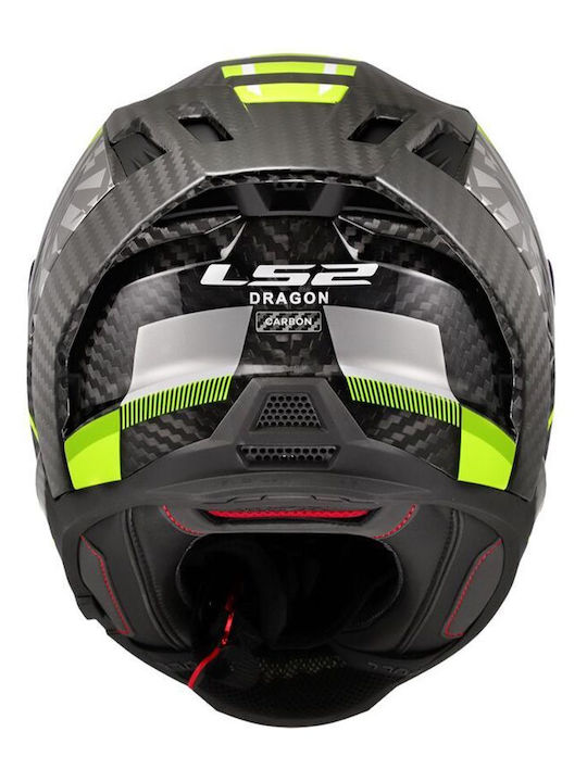 LS2 Dragon FF807 Trax Gloss H-V Yellow Motorcycle Helmet Full Face ECE 22.06 1280gr with Pinlock and Sunvisor
