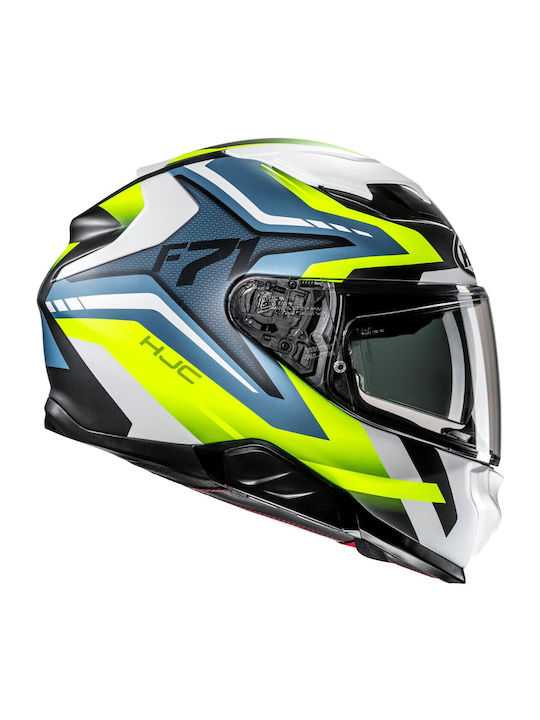 HJC F71 FES MC3HSF Fluo Tortoise Motorcycle Helmet Full Face ECE 22.06 with Sunvisor