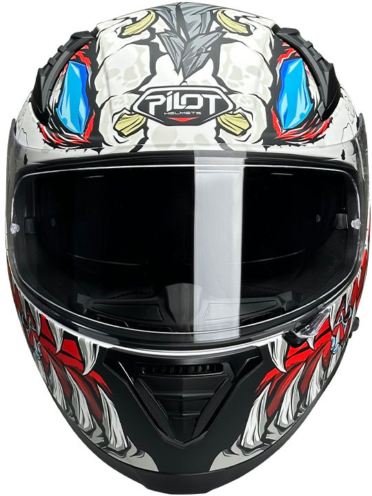 Pilot Snake sv Reptile-X White Gloss Motorcycle Helmet Full Face ECE 22.06 1550gr with Sunvisor