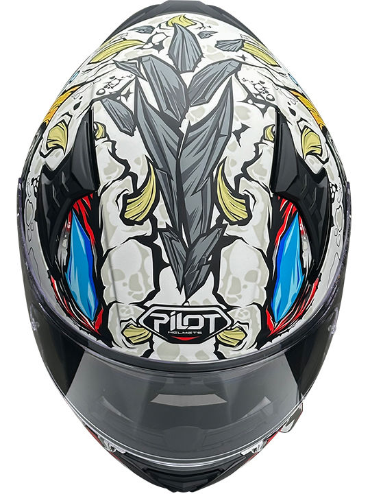 Pilot Snake sv Reptile-X White Gloss Motorcycle Helmet Full Face ECE 22.06 1550gr with Sunvisor