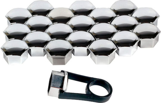 Chrome Bolt Caps 17mm Set of 20 Pieces Vr22207