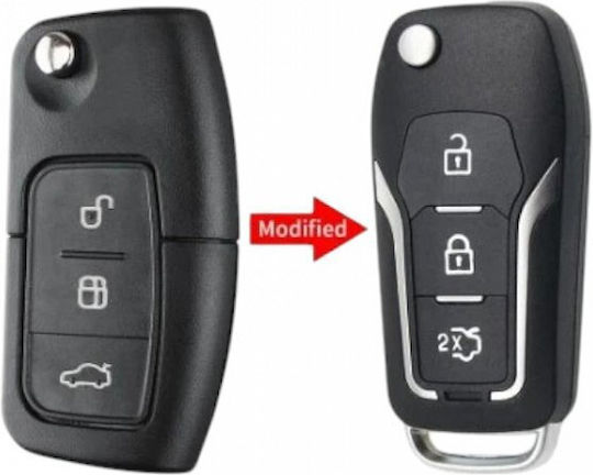 Foldable Car Key Shell with Blade with 3 Buttons for Ford HU101