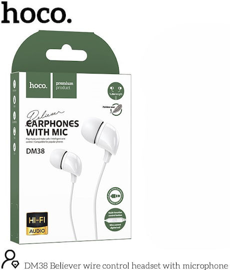 Hoco DM38 În ureche Handsfree cu două căști cu mufă 3.5mm Alb