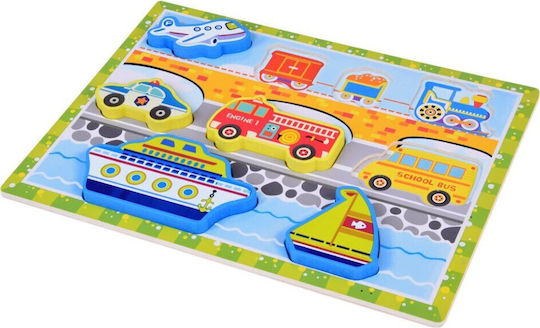 Jokomisiada Wooden Vehicle Transport Puzzle 9 Pieces Match Shapes Za5257