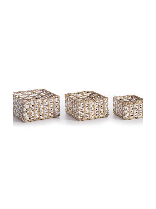 Nef-Nef Homeware Vinci Καλάθι Αποθήκευσης Ψάθινο Μπεζ 23x23x12cm