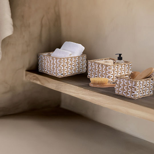 Nef-Nef Homeware Vinci Καλάθι Αποθήκευσης Ψάθινο Μπεζ 20x20x11cm