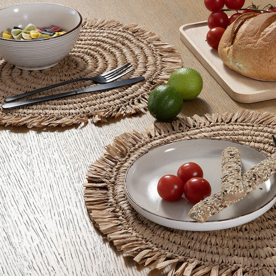 Nef-Nef Homeware Σουπλά Στρογγυλό Χάρτινο Μπεζ 38cm