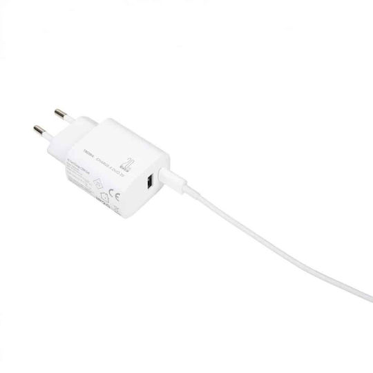 Troika Charger GaN with USB-A Port and USB-C Port and Cable USB-C 20W Power Delivery Whites (Charge-X Duo 20)